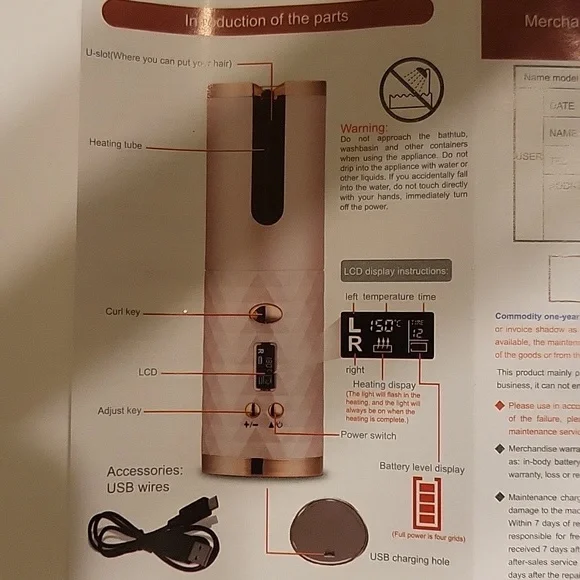 Wireless USB Auto Hair Curler Travel Small Compact Chargeable - Picture 6 of 6